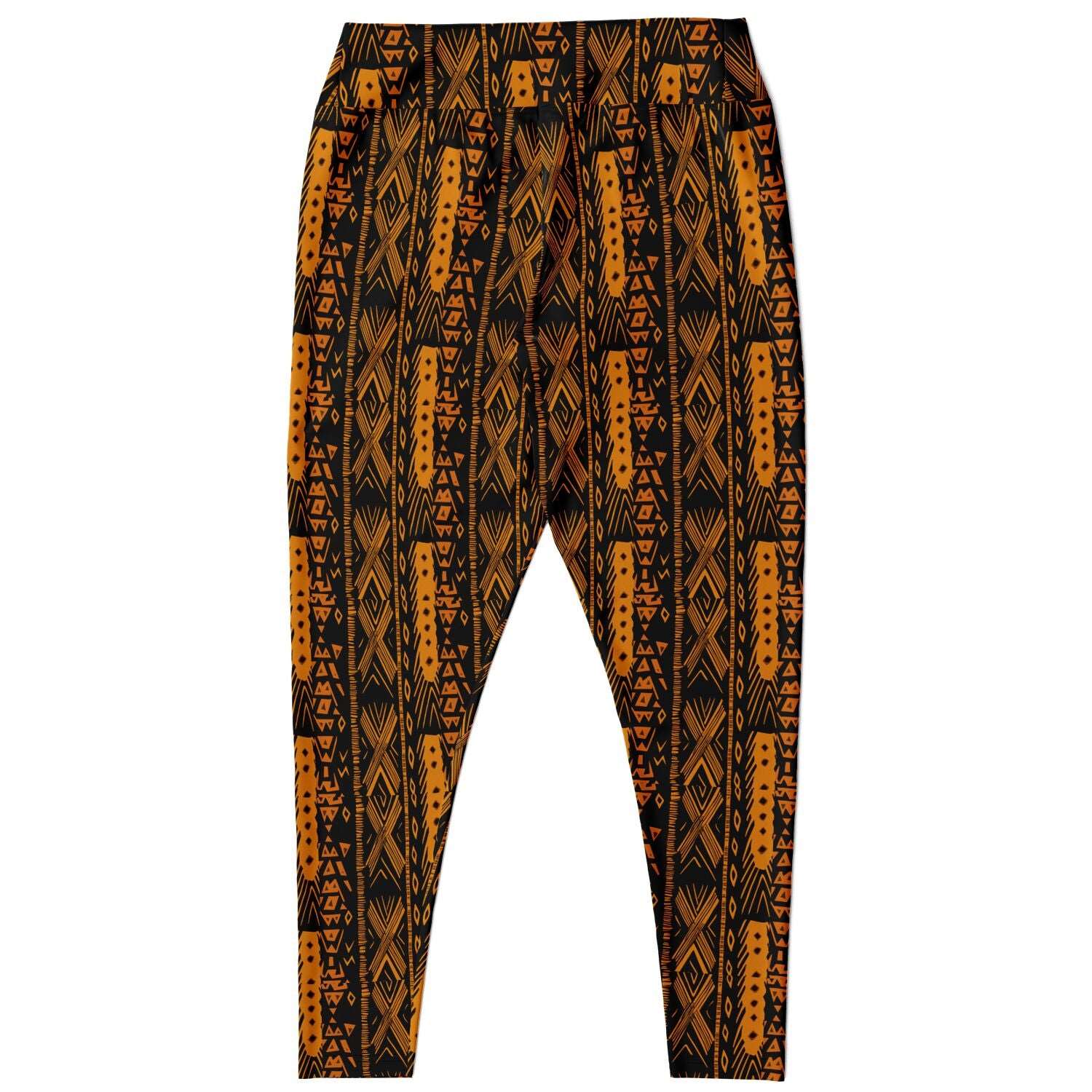 African Triable Print Plus Size 2XL - 6XL Leggings, Orange African Print Workout Gear