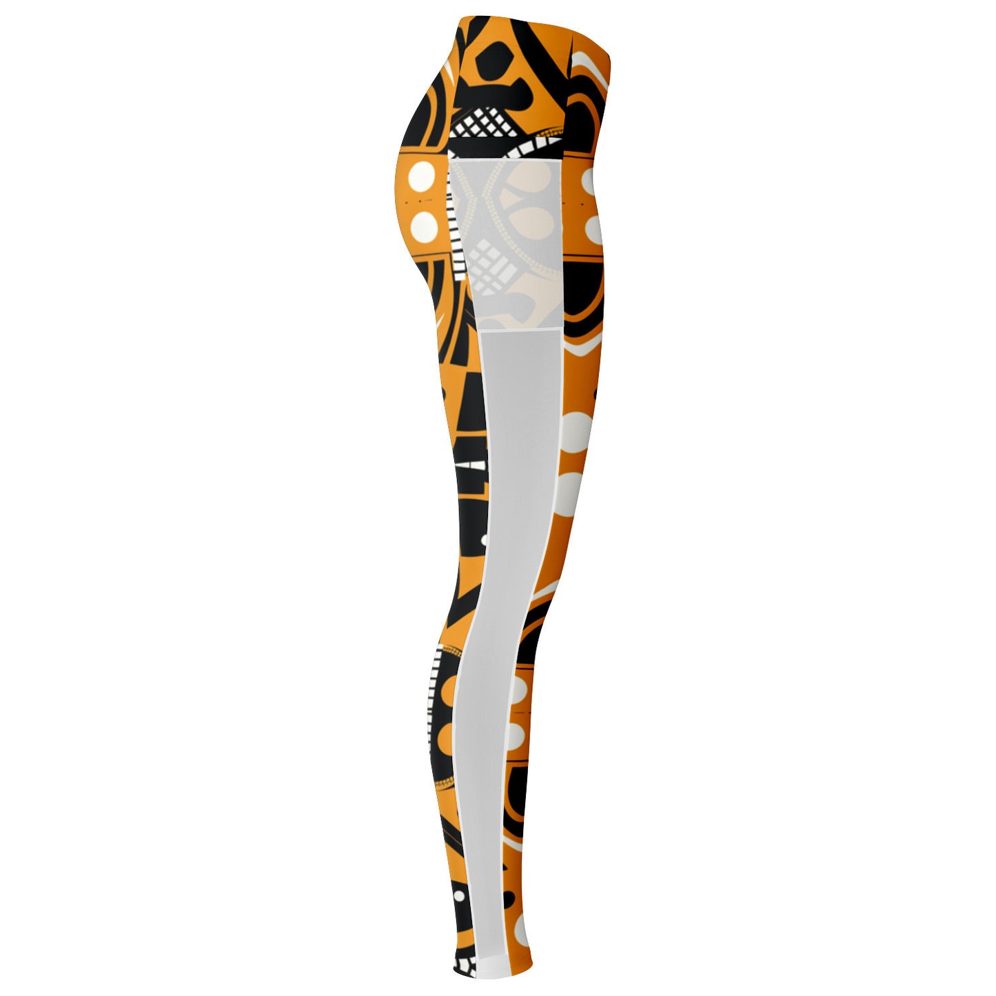 African Print Mesh Pocket Leggings, African Print Athleisure