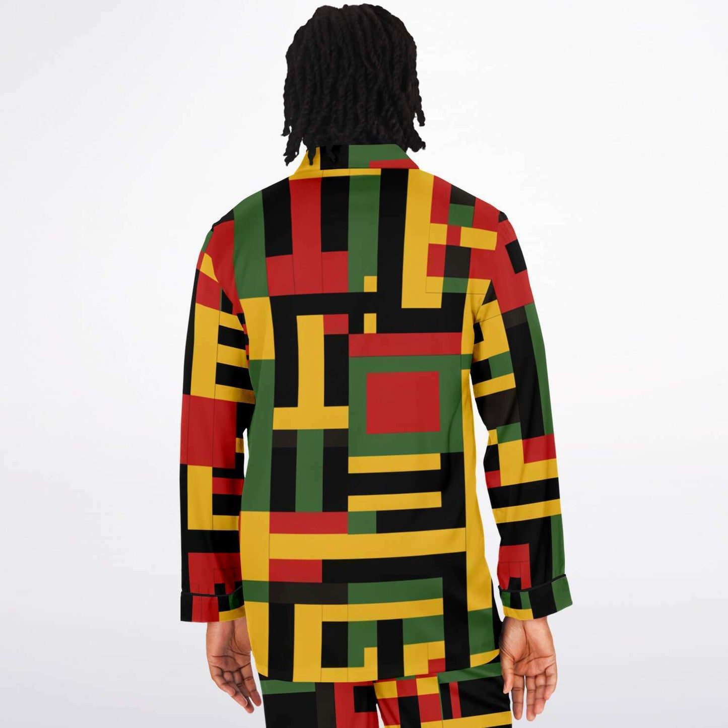 Men's African Kente Cloth Print Satin Pajama Set - Luxurious & Comfortable Nightwear