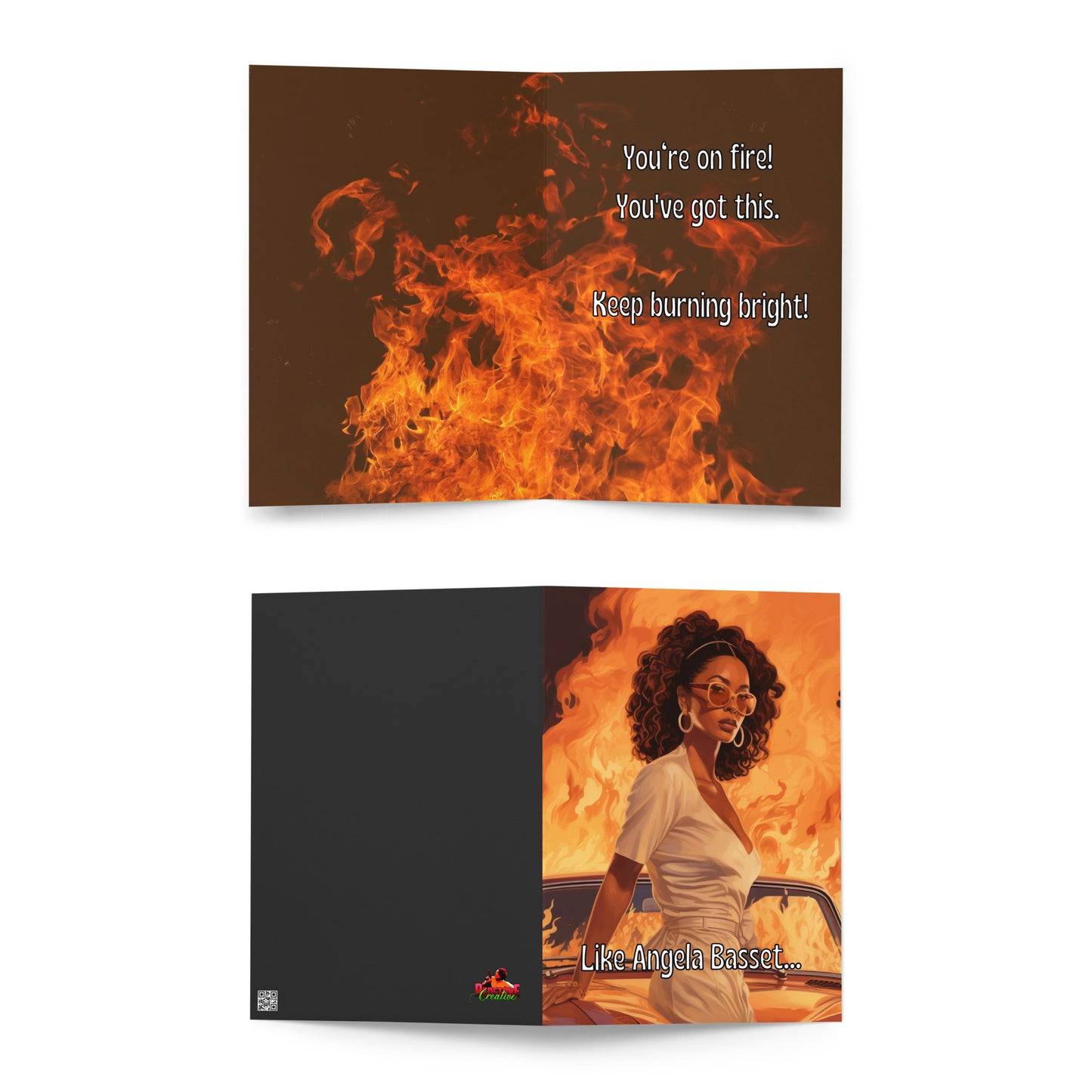 Black Woman Motivational Encouragement Card, Girl You're On Fire Card, Fiery Determination Message