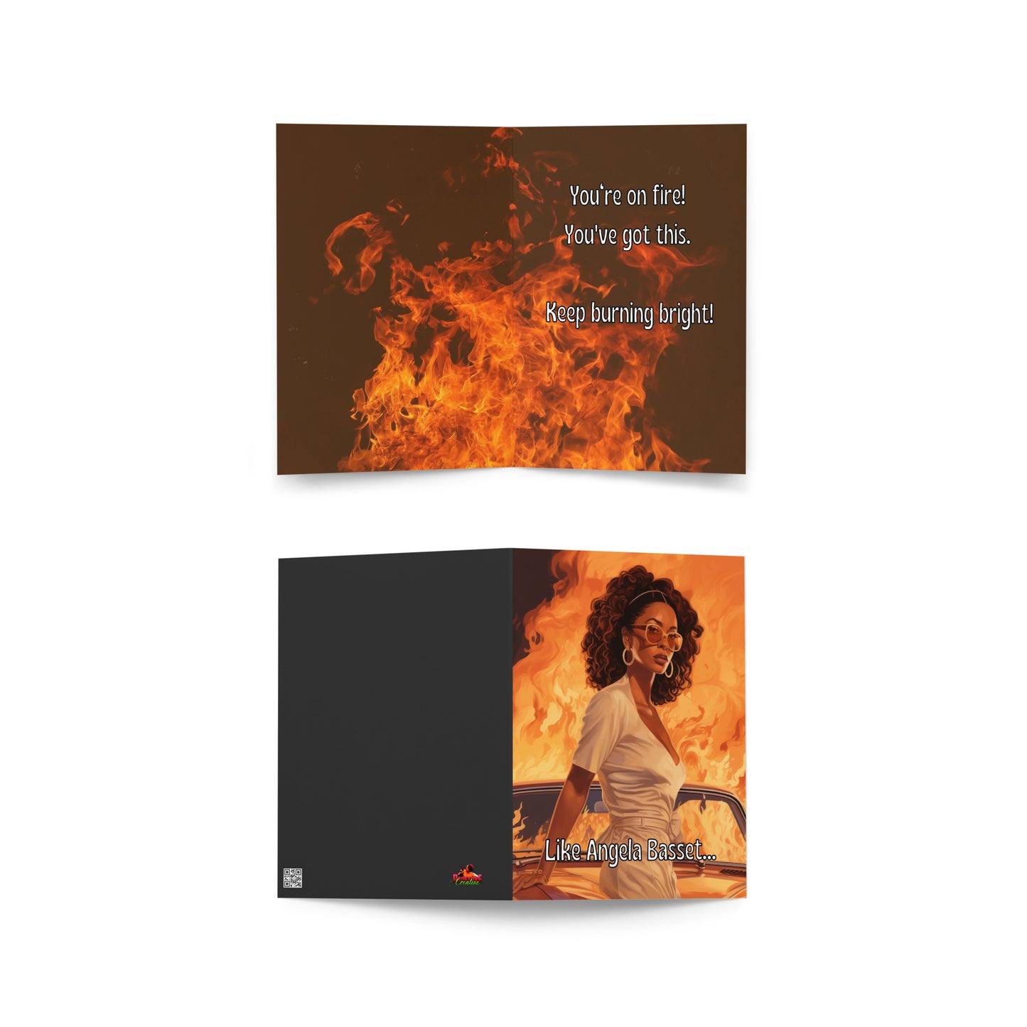 Black Woman Motivational Encouragement Card, Girl You're On Fire Card, Fiery Determination Message