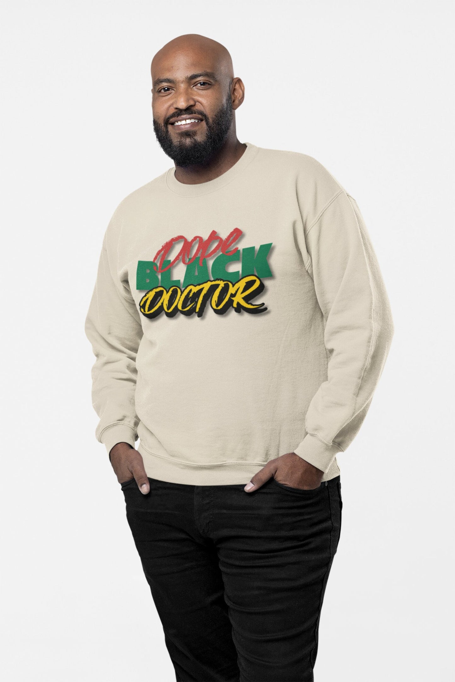 Dope Black Doctor Unisex Crewneck Sweater, Black Physician Fall Fashion