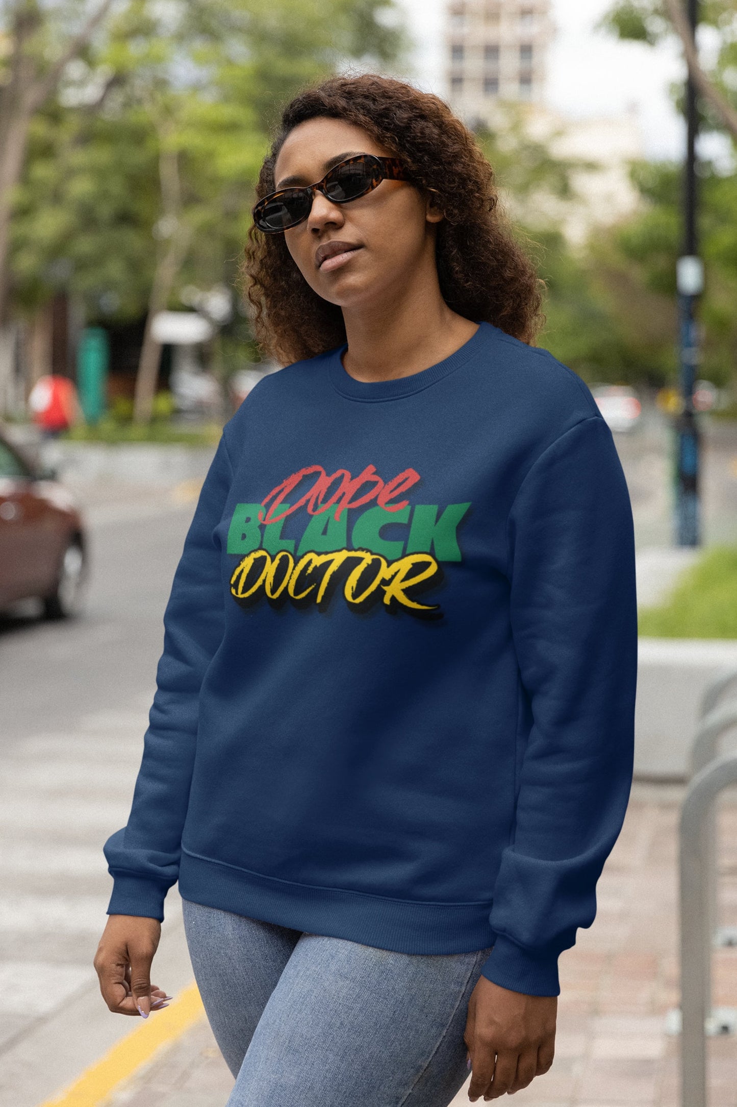 Dope Black Doctor Unisex Crewneck Sweater, Black Physician Fall Fashion