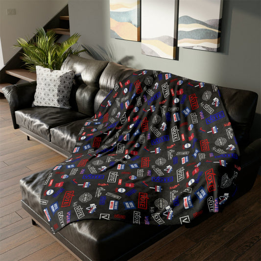 Election 2024 Polyester Throw Blanket, Political Pattern Home Decor