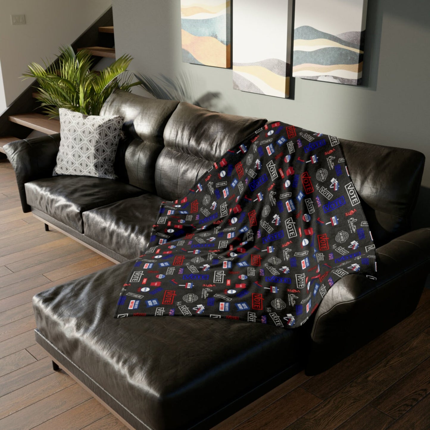 Election 2024 Polyester Throw Blanket, Political Pattern Home Decor