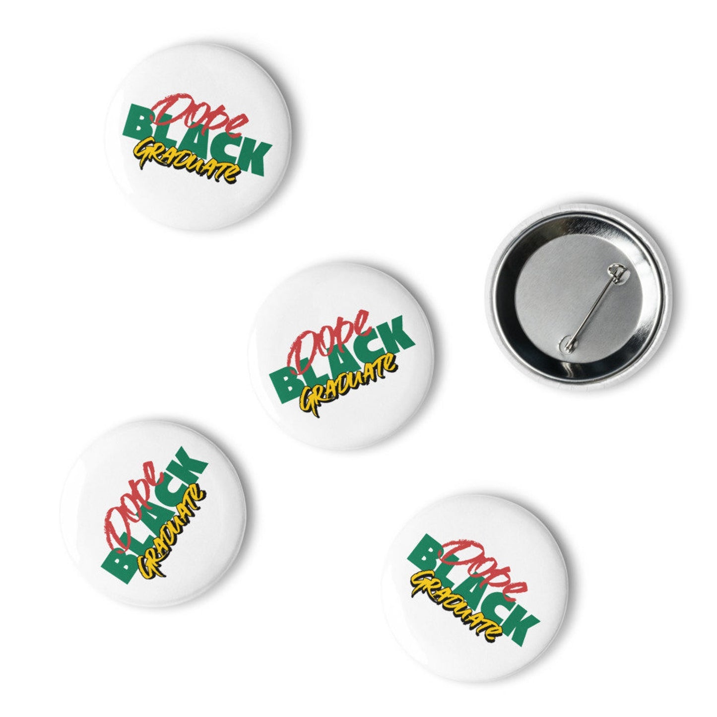 Dope Black Graduate Pin Button Set, Cap & Gown Graduation Decor, Class of 2024 Graduation Party Favors