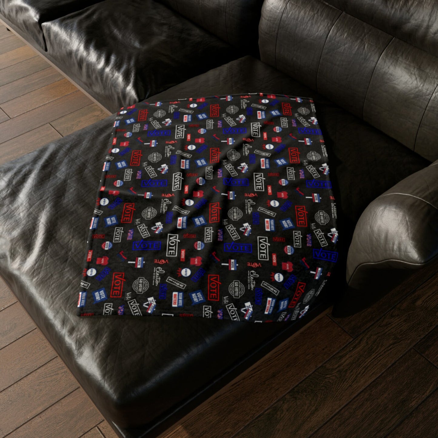 Election 2024 Polyester Throw Blanket, Political Pattern Home Decor