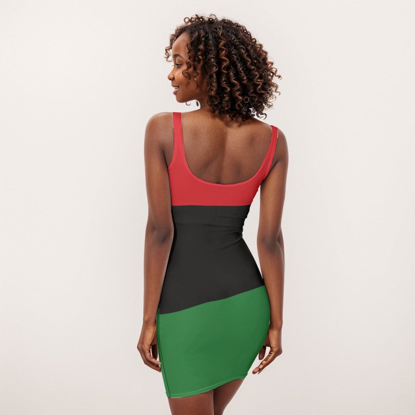 Pan African Bodycon Womens Dress, Red Black Green Dress, Afrocentric Womens Fashion, Plus Size Body Hugging Apparel