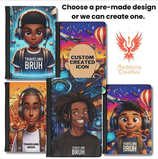 Bruh African American Boy Passport Cover, Black Boy Joy Travel Wallet