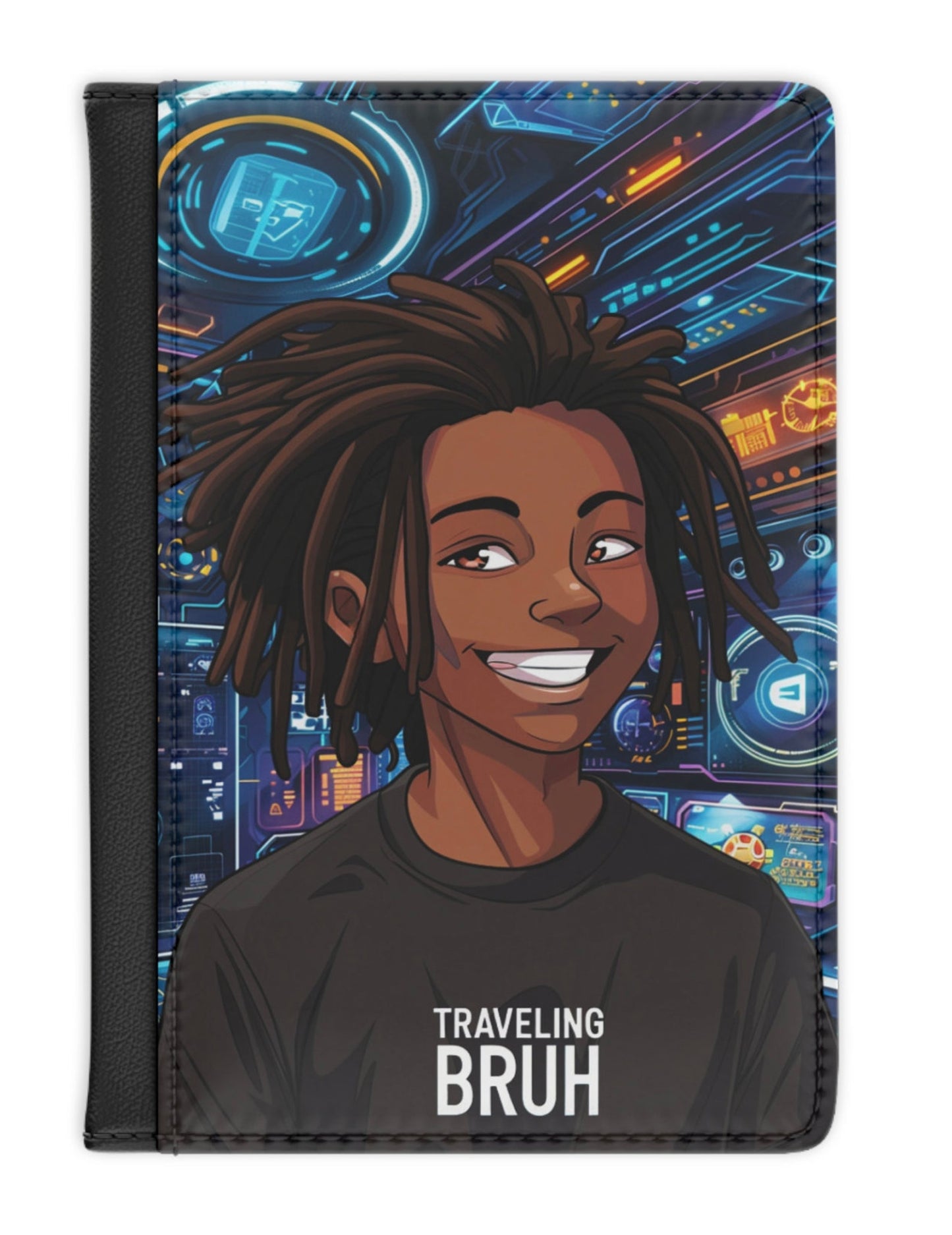 Bruh African American Boy Passport Cover, Black Boy Joy Travel Wallet