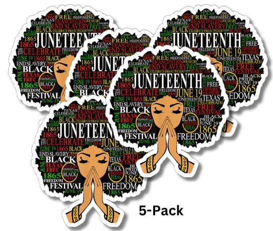 Juneteenth Celebration Sticker Set 5-Pack, Freedom Day Vinyl Kiss-Cut Decals