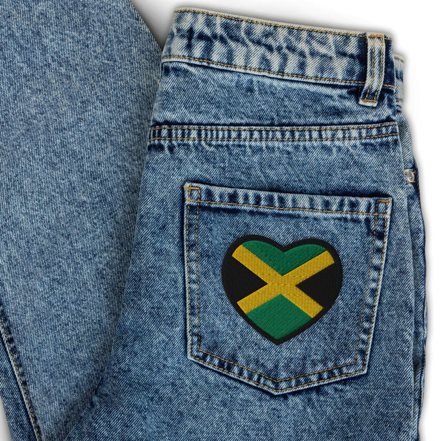 Jamaican Heritage Embroidered Patch - Jamaica Flag Heart