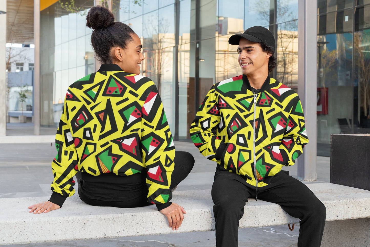 Urban Pop Art Men's Bomber Jacket | Vibrant African Tribal Pattern | Bold Fashion