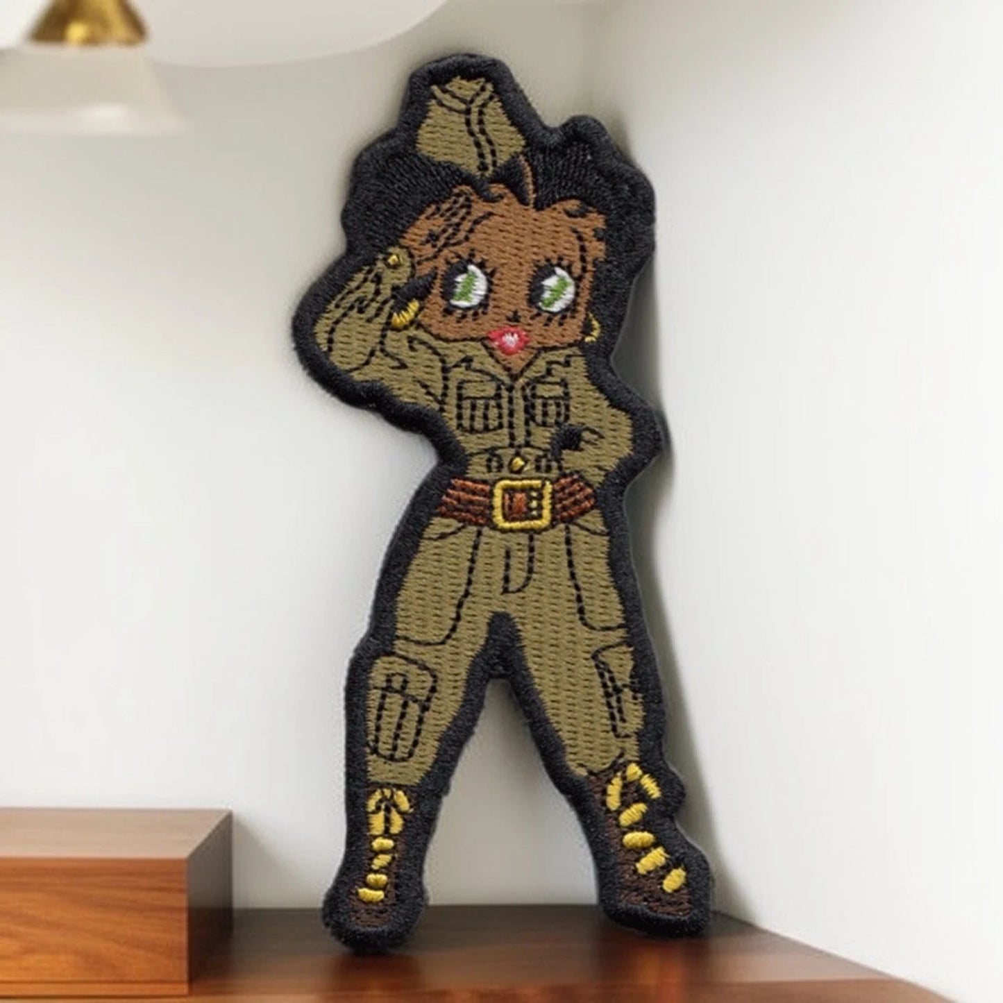 Military Melanated Betty, Black Betty Salute Iron On Patch, Black Woman Solider Patch, Black Queen Patch