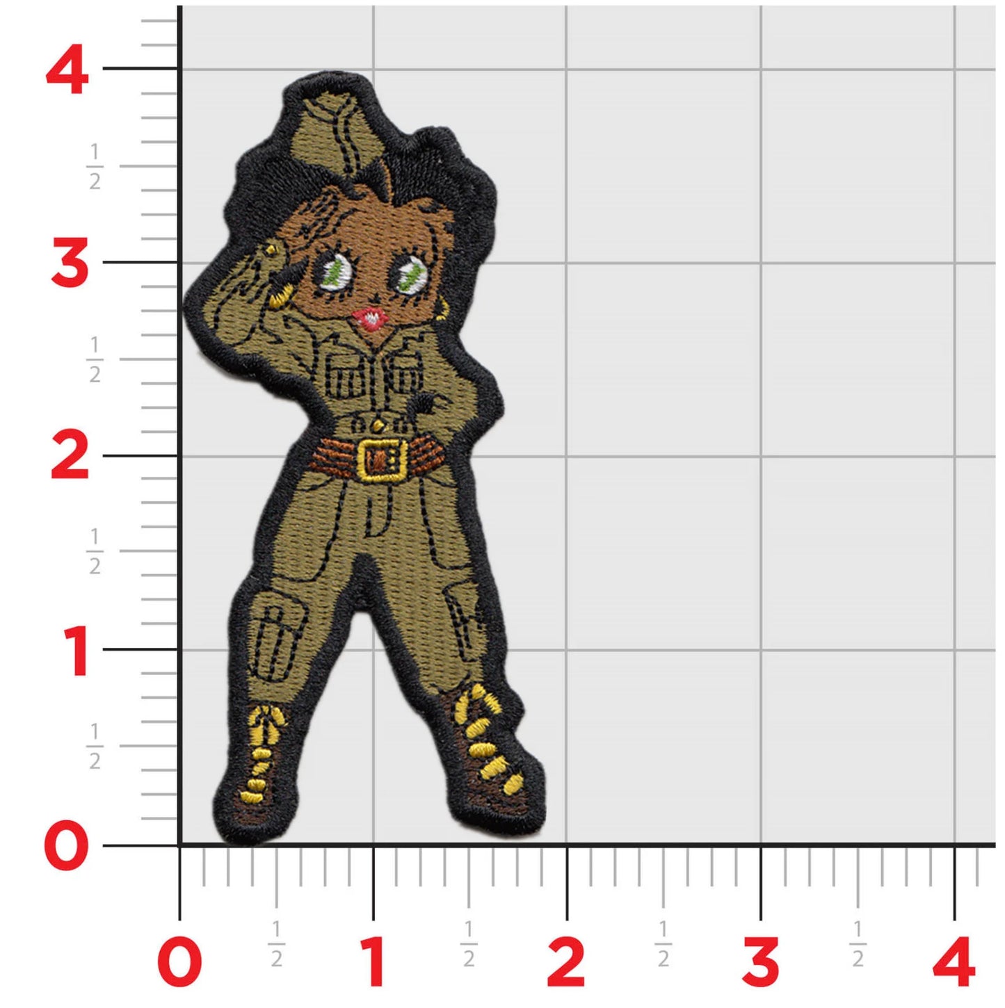 Military Melanated Betty, Black Betty Salute Iron On Patch, Black Woman Solider Patch, Black Queen Patch