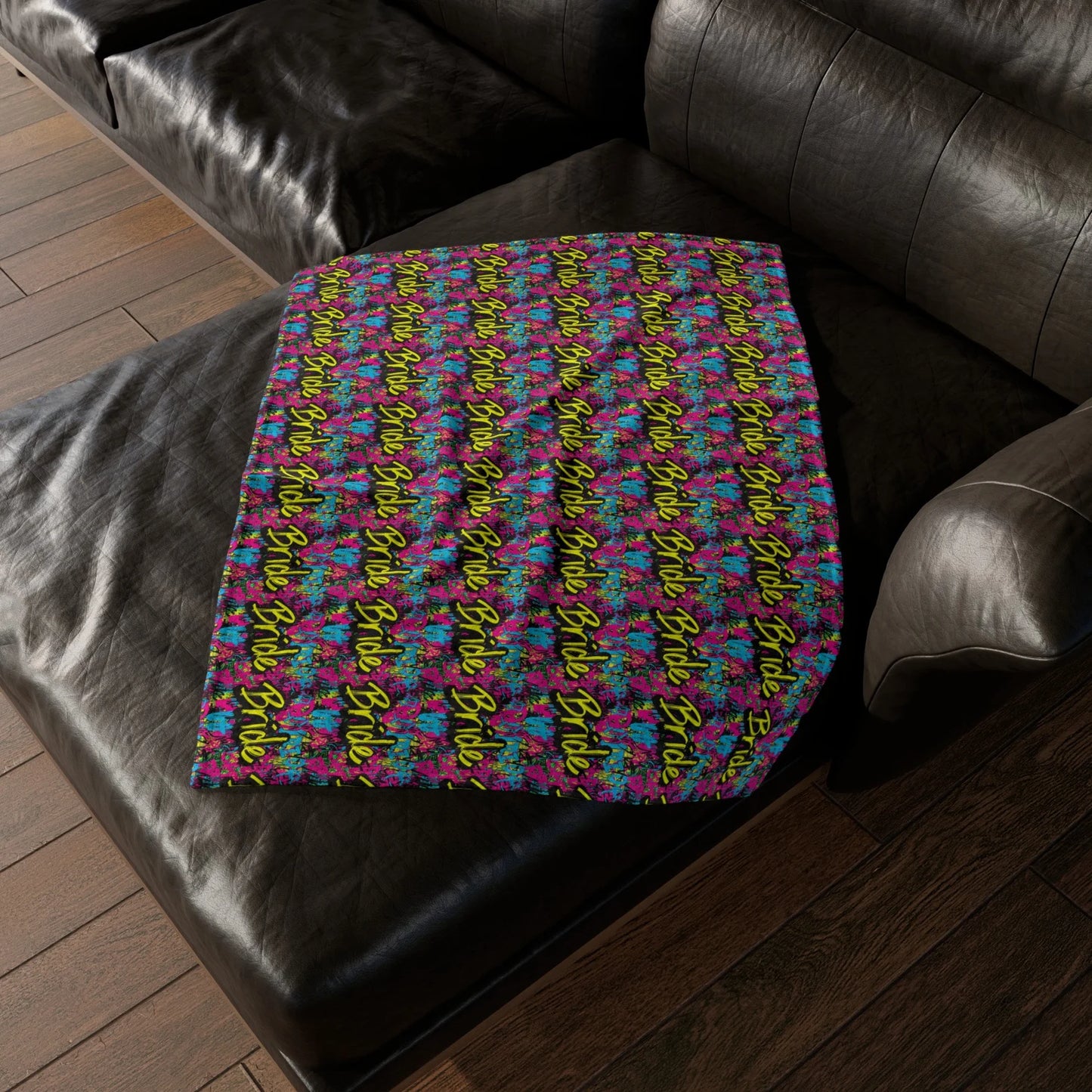 Graffiti Bride Pattern Soft Polyester Blanket, Bridal Party Minky Blanket