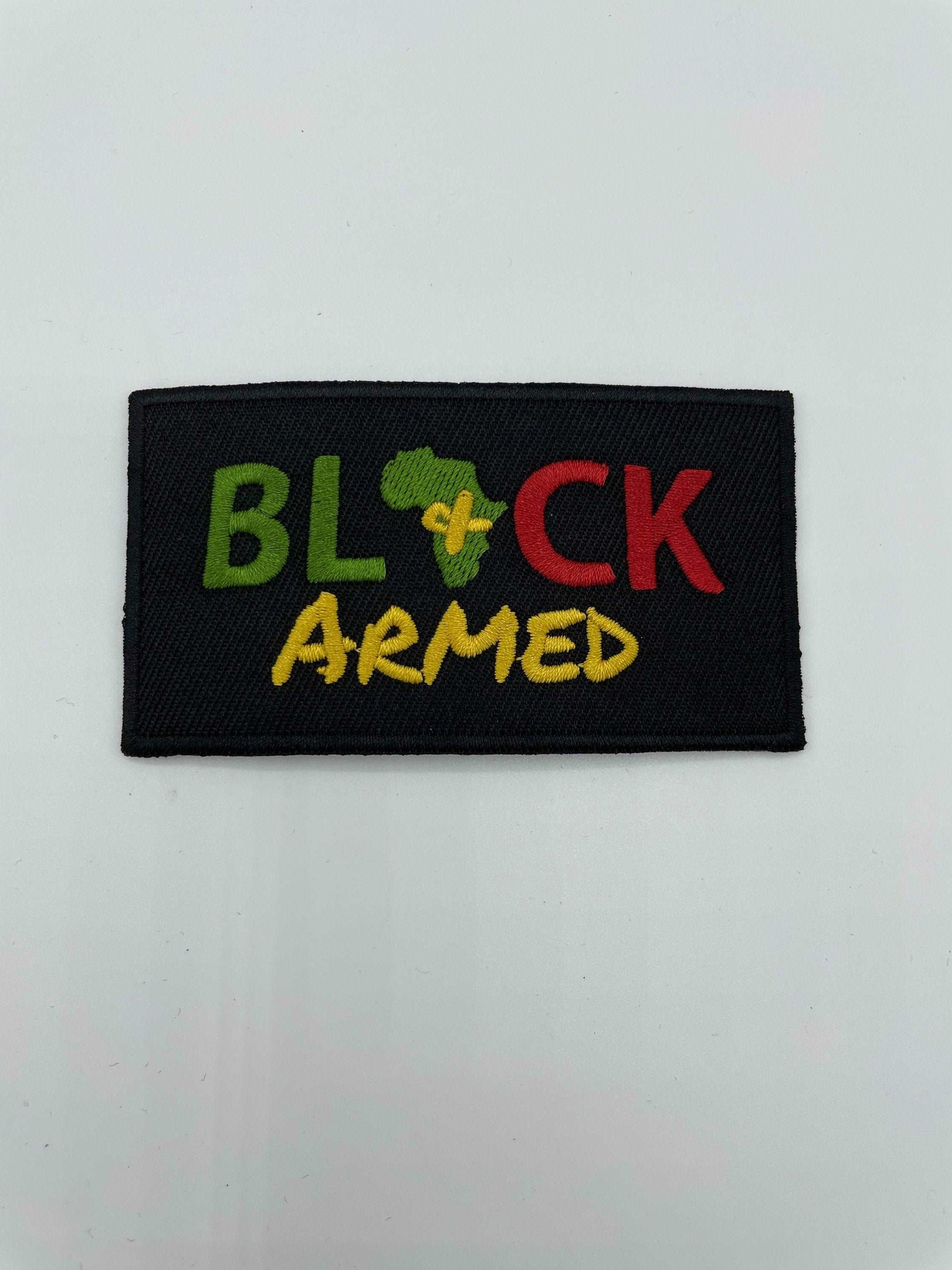 Black & Armed Embroidered Patch, Black 2A Morale Patch