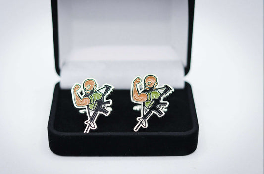 Armed King Cufflinks, Pro 2A Themed Cufflinks, Wedding Cufflinks