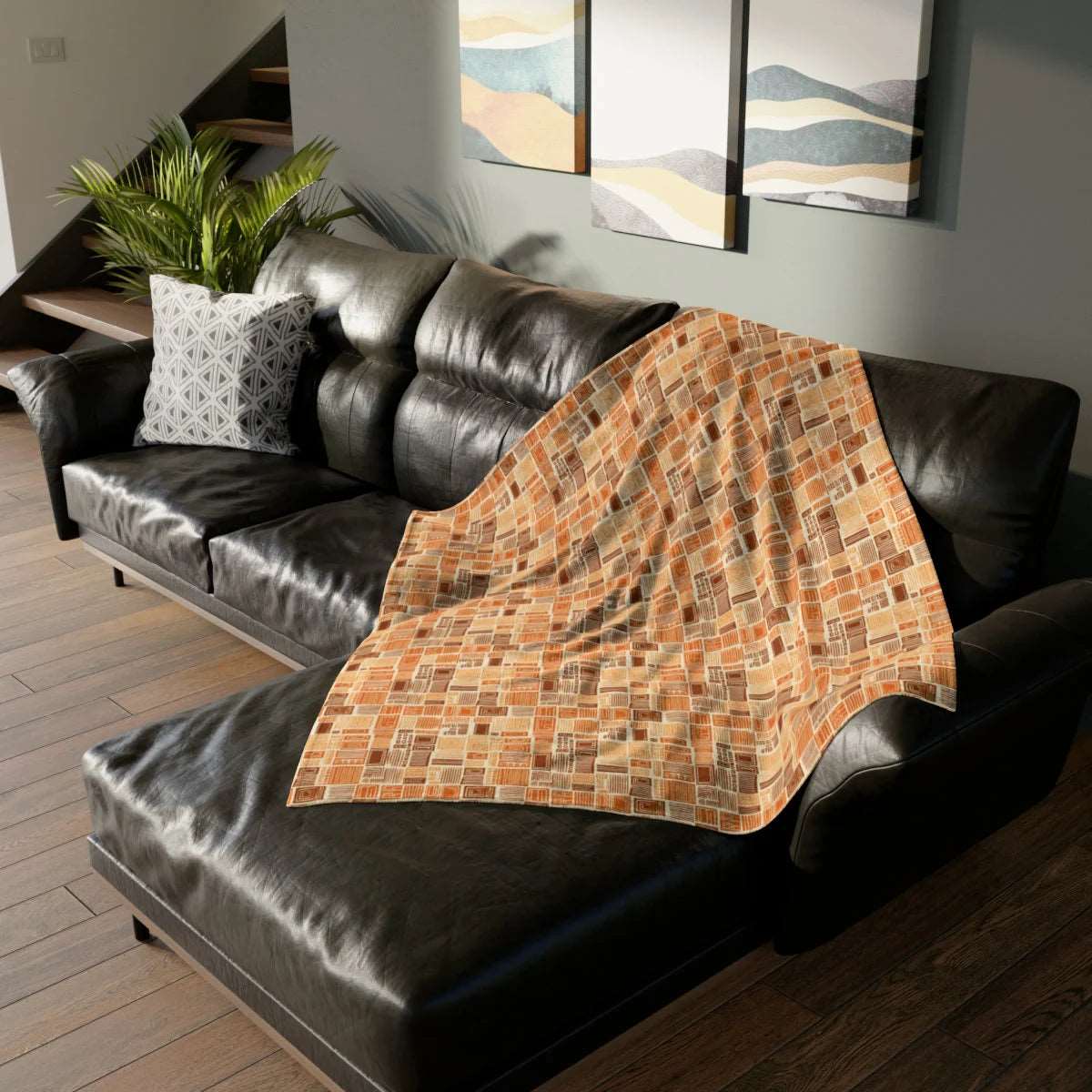 Beige Earth Tone Traditional African MudCloth Print Throw Cover