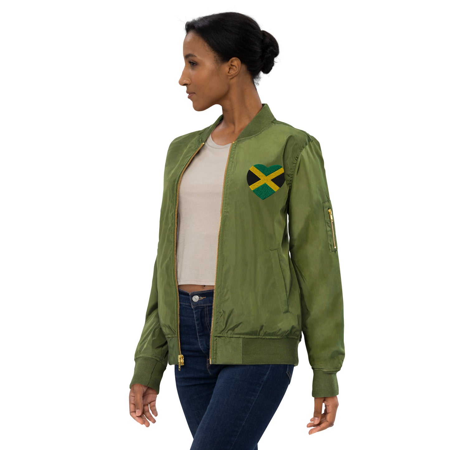 Jamaican Culture Recycled Bomber Jacket, Reggae Lovers Carribean Outerwear