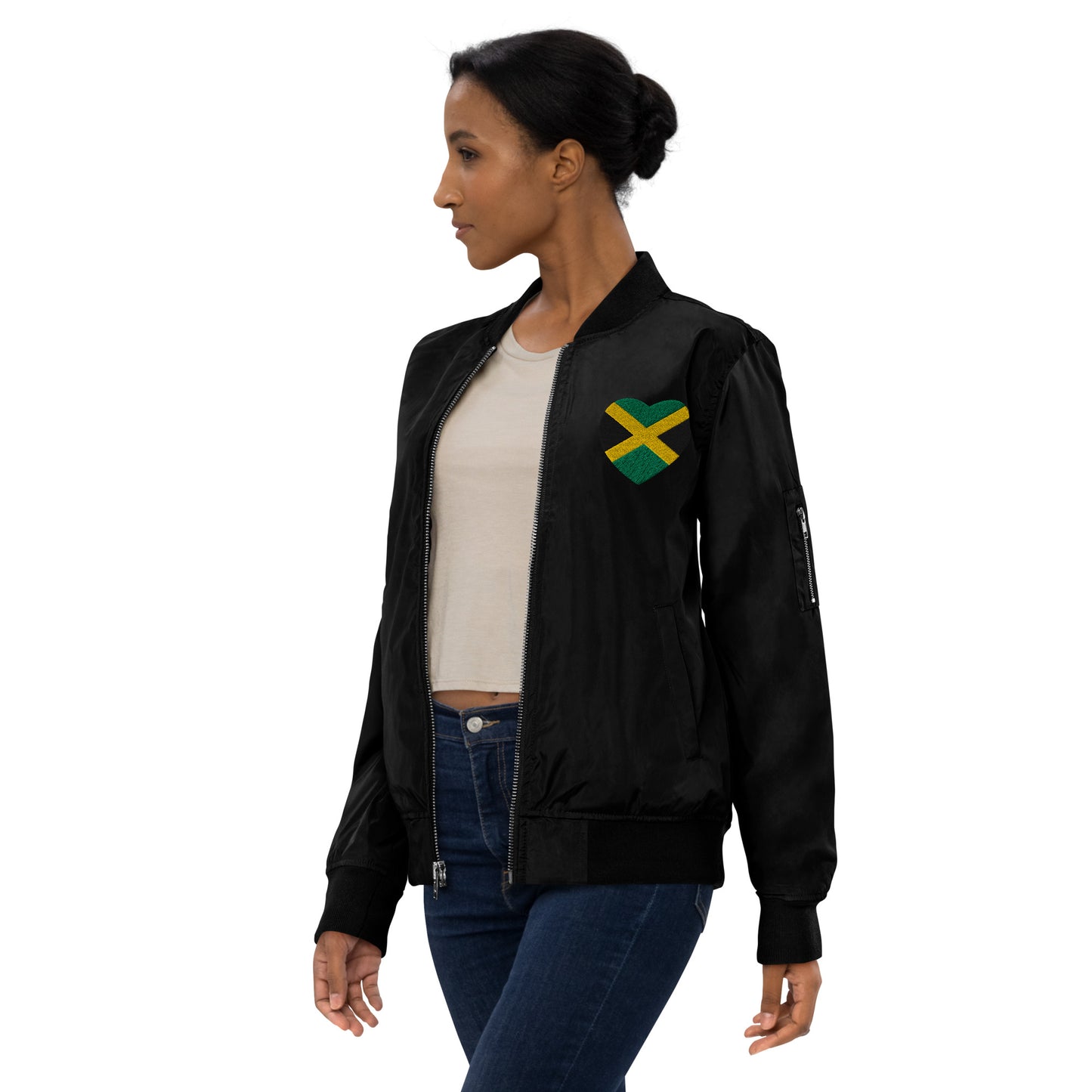 Jamaican Culture Recycled Bomber Jacket, Reggae Lovers Carribean Outerwear