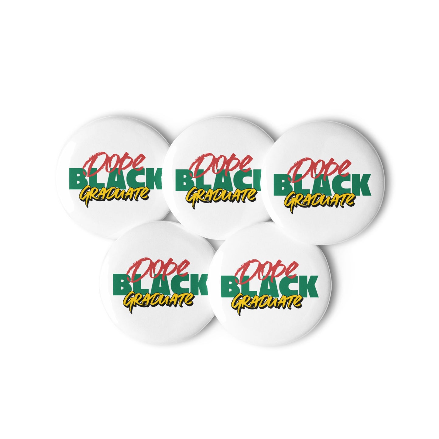 Dope Black Graduate Pin Button Set, Cap & Gown Graduation Decor, Class of 2024 Graduation Party Favors