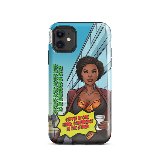 Black Woman Superhero Girl Boss Vibes Tough iPhone Case