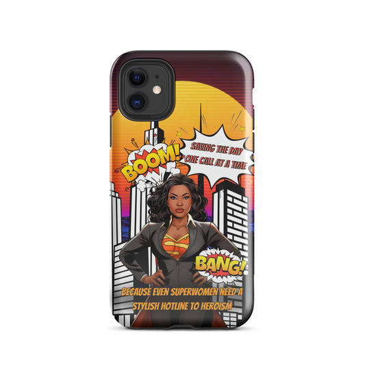 iPhone 13, 14, 15 Black Woman Superhero Phone Case, Boss Lady iPhone Case