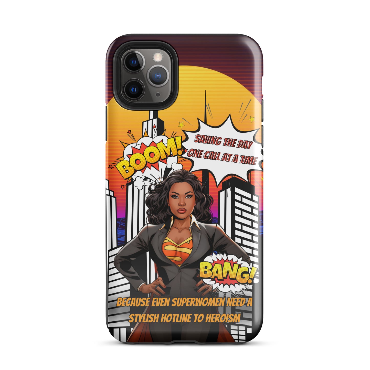 iPhone 13, 14, 15 Black Woman Superhero Phone Case, Boss Lady iPhone Case