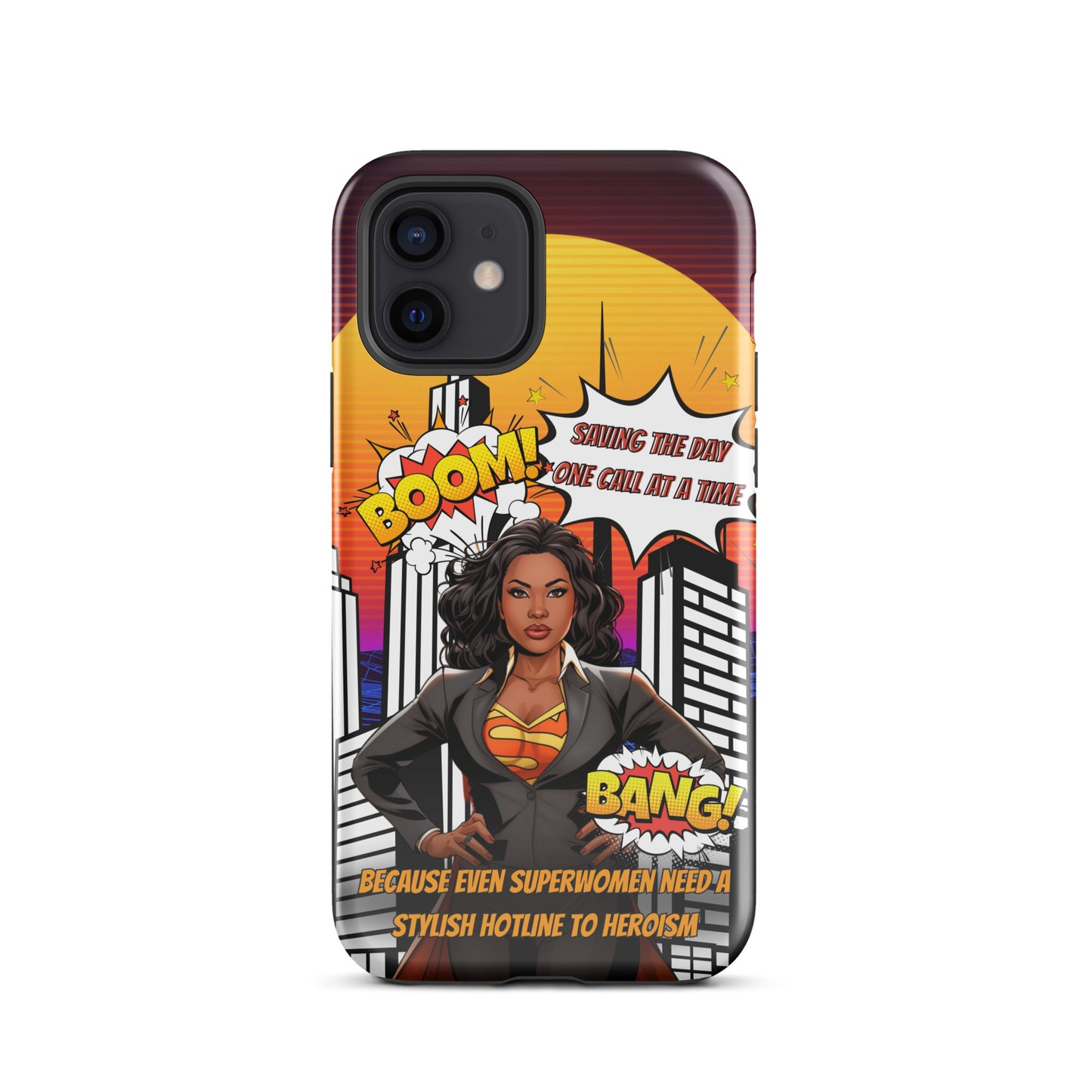 iPhone 13, 14, 15 Black Woman Superhero Phone Case, Boss Lady iPhone Case