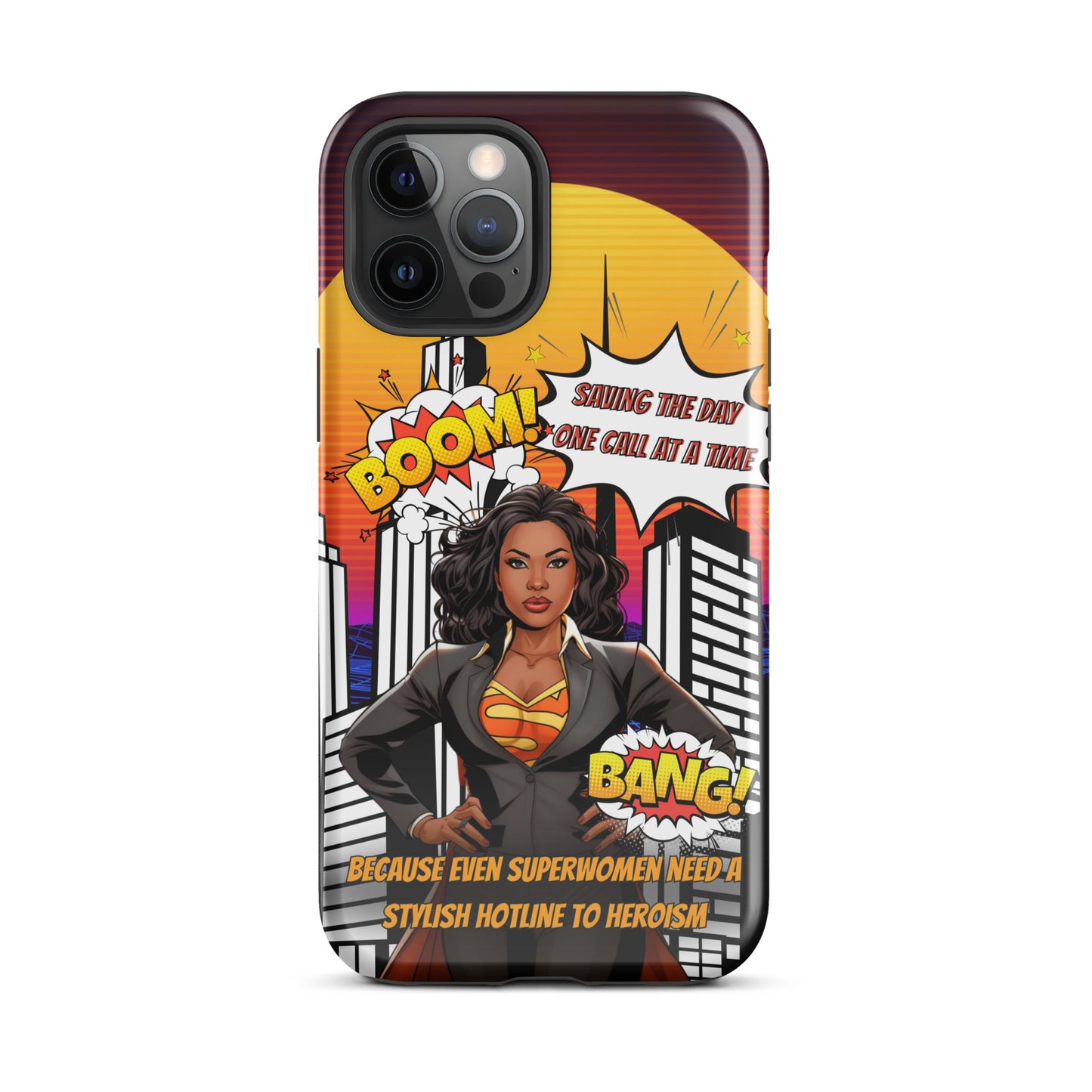 iPhone 13, 14, 15 Black Woman Superhero Phone Case, Boss Lady iPhone Case