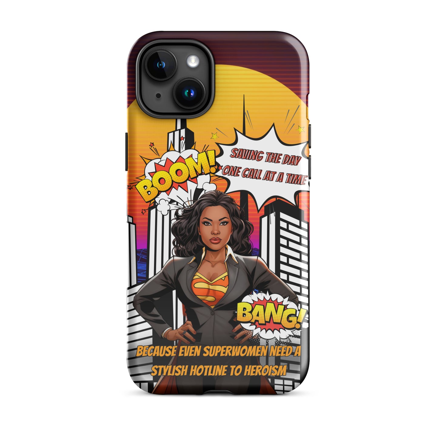 iPhone 13, 14, 15 Black Woman Superhero Phone Case, Boss Lady iPhone Case