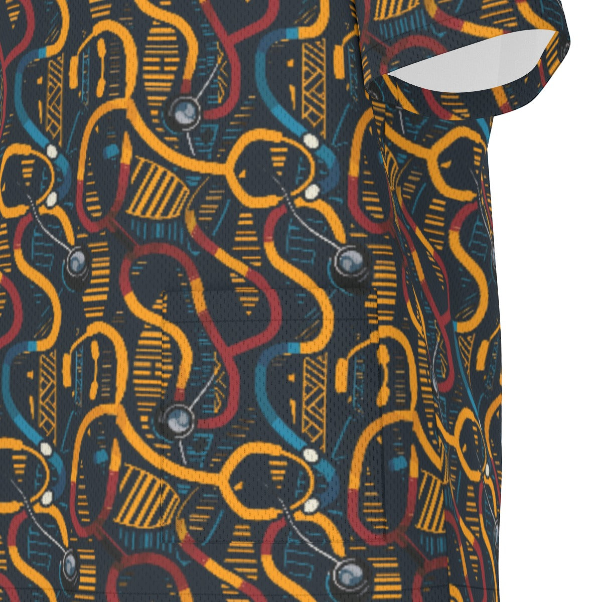 Stethoscope Strands Kente Weave Medical Scrubs - Premium Birdseye Polyester Uniform