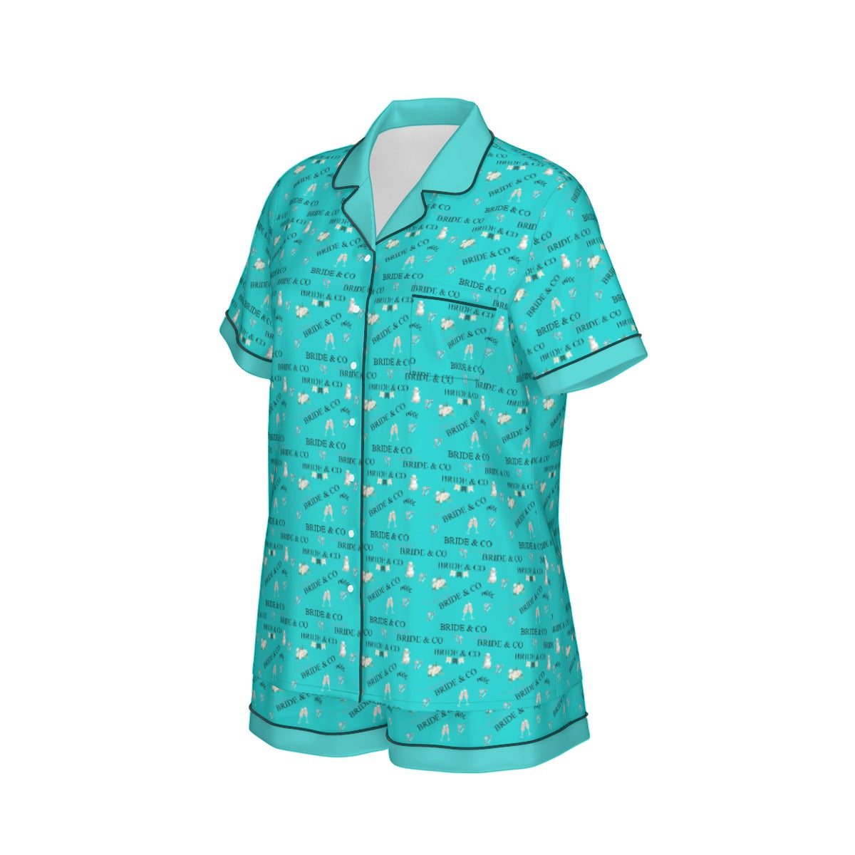 Elegant Robins Egg Blue Bridal & Co Short Sleeved Women's Silk Pajama Set