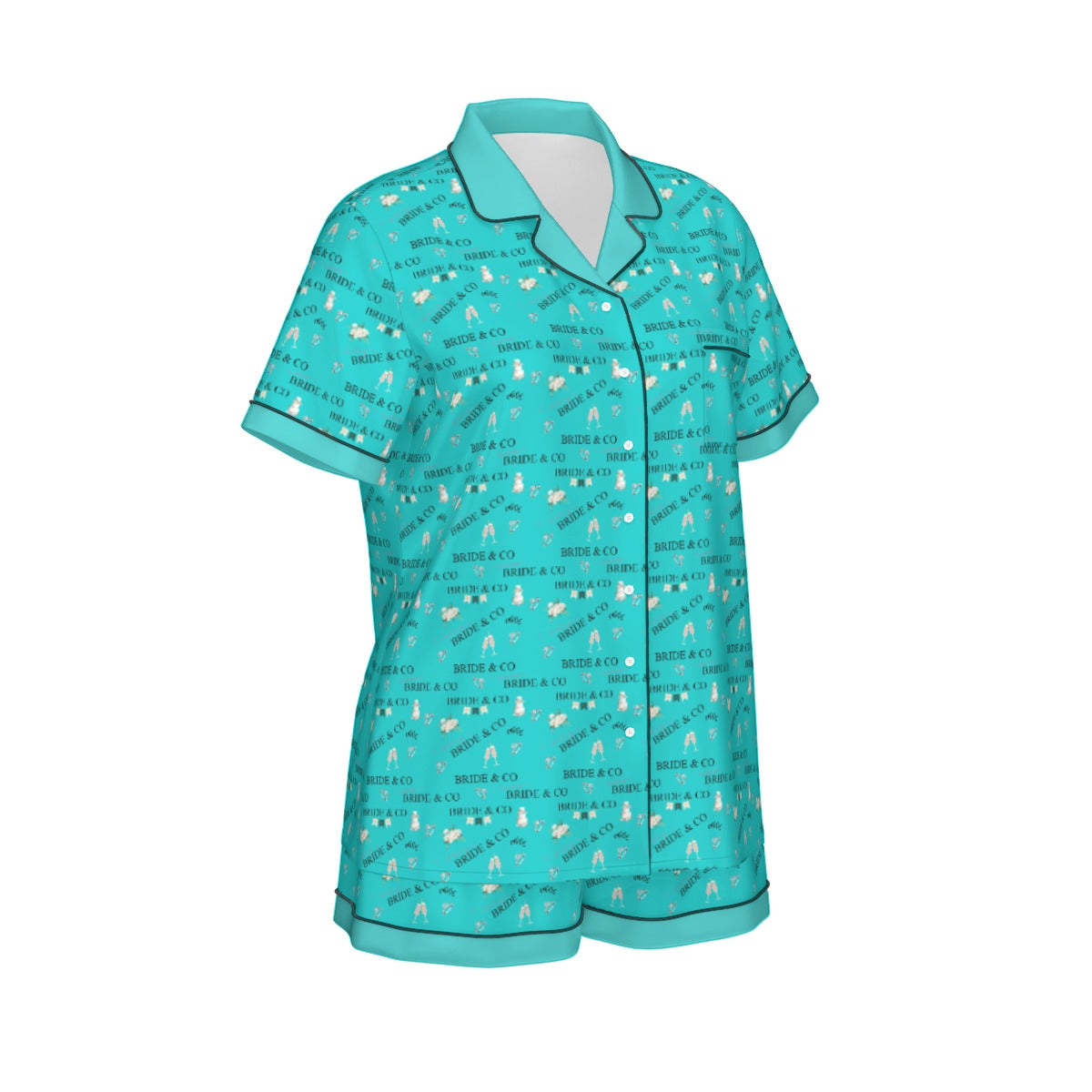 Elegant Robins Egg Blue Bridal & Co Short Sleeved Women's Silk Pajama Set