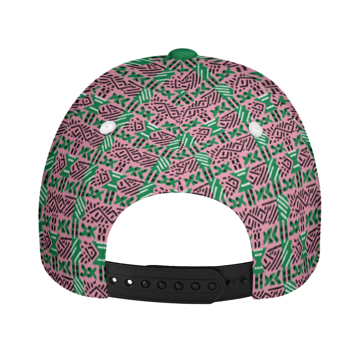 Pink & Green Pretty Girl Sorority Elegance Peaked Cap, AKA College Inspired Mud Cloth Design