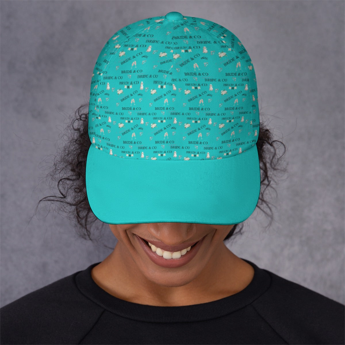 Bridal Bliss Peaked Cap, Robin's Egg Blue Wedding Theme Hat, Bridal & Co Pattern Cap