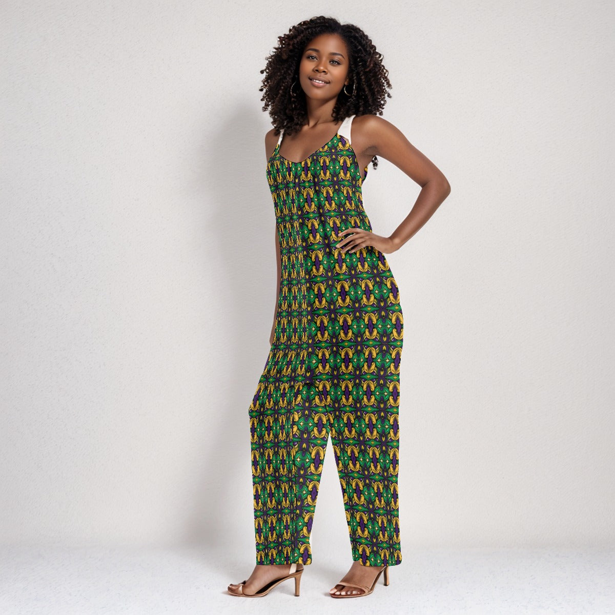 Mardi Gras Carnaval Fusion Spaghetti Strap Women's Jumpsuit