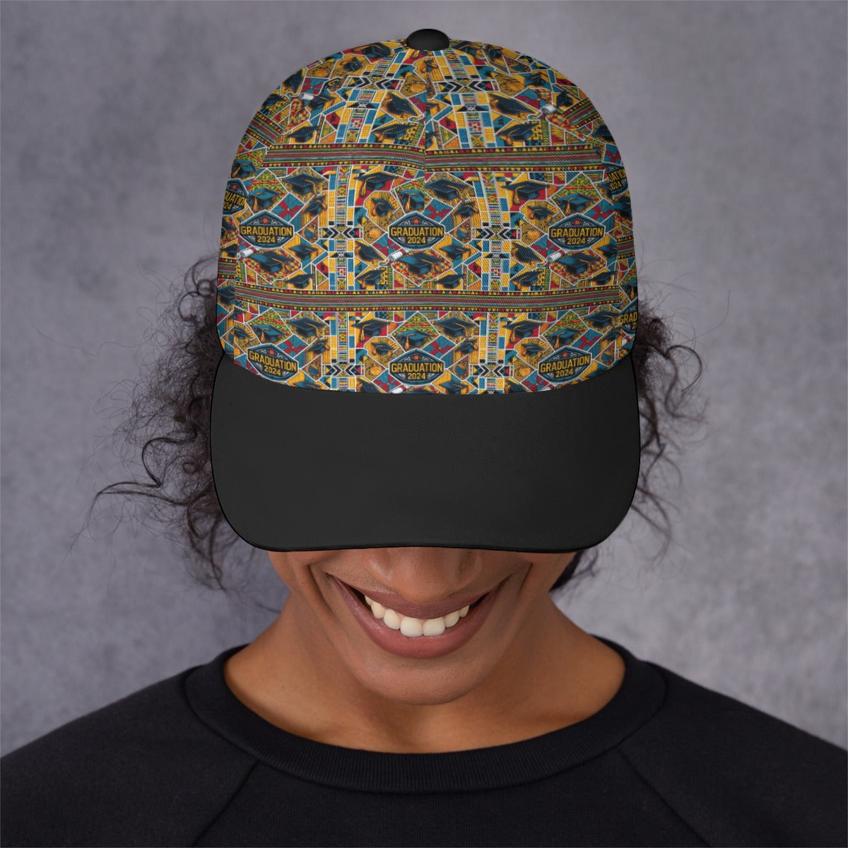 Class of 2024 Kente Cloth Print Graduation Cap, African Print Academic Celebration Hat