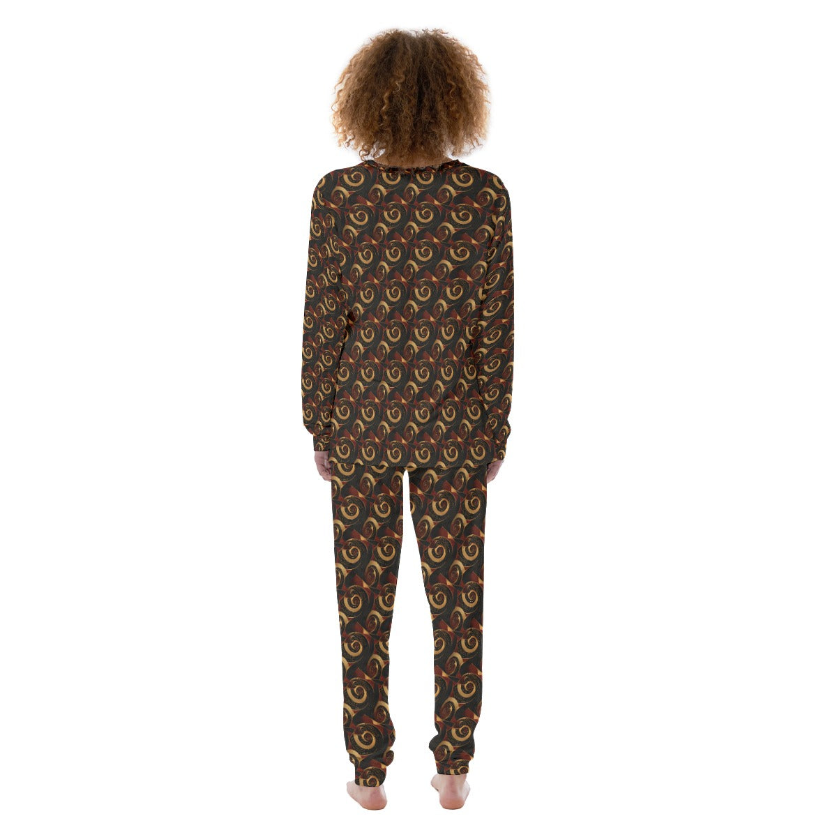 Crimson & Gold African Ankara Cotton Pajamas, Breathable, Skin-Friendly Two-Piece Set with Crew Neck