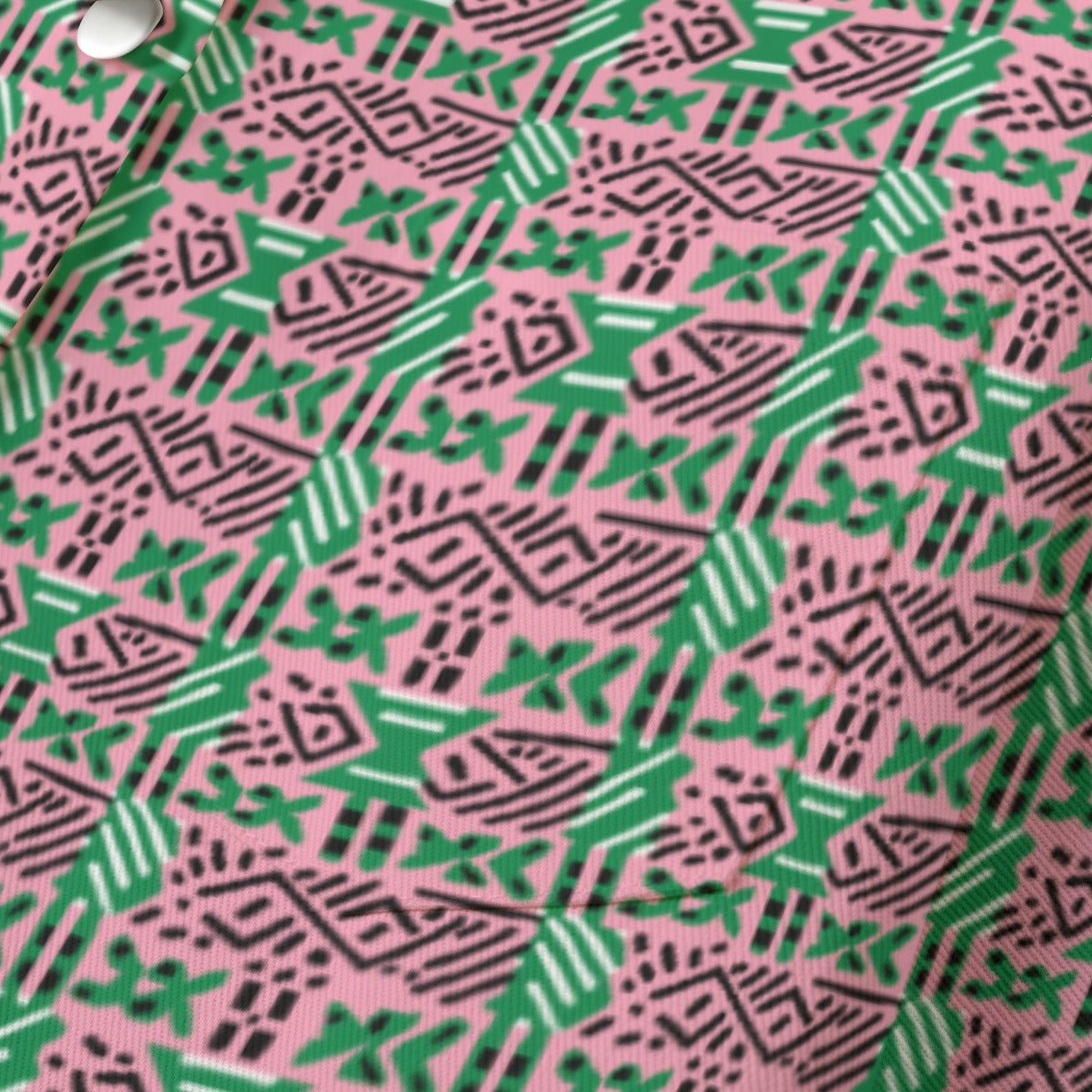 Women's AKA Inspired Pink & Green African Mud Cloth Print Cropped Cardigan, Pink and Green Fashion