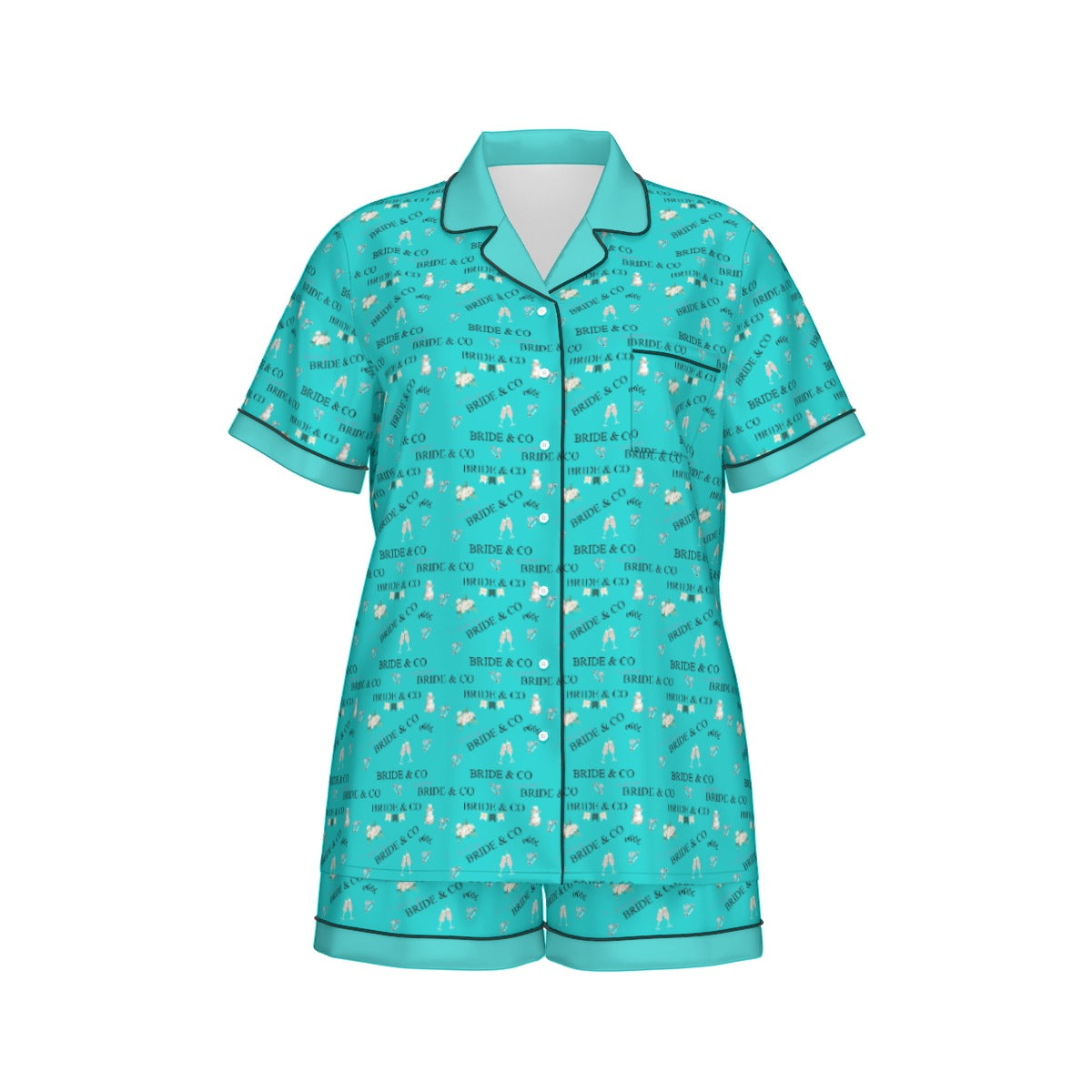 Elegant Robins Egg Blue Bridal & Co Short Sleeved Women's Silk Pajama Set