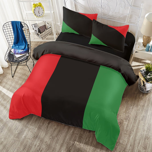 Red Black Green (RBG) Four-piece Duvet Cover Set, Pan African Bedroom Set