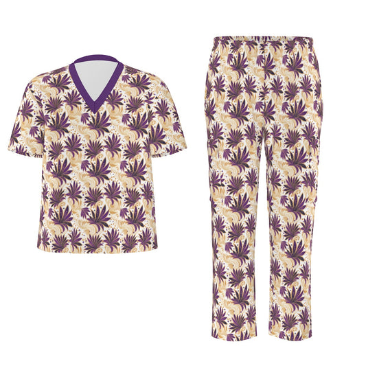 Royal Amethyst & Gold Ankara Essence Nurse Scrubs Set - Comfortable & Durable