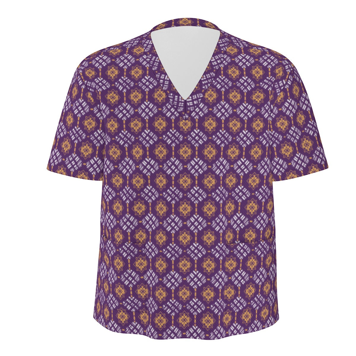 Purple & Gold Omega Psi Phi Inspired Purple & Gold Unisex Birdseye Scrub Set,  "Ques" Purple & Gold Inspired Nurse Uniform Set