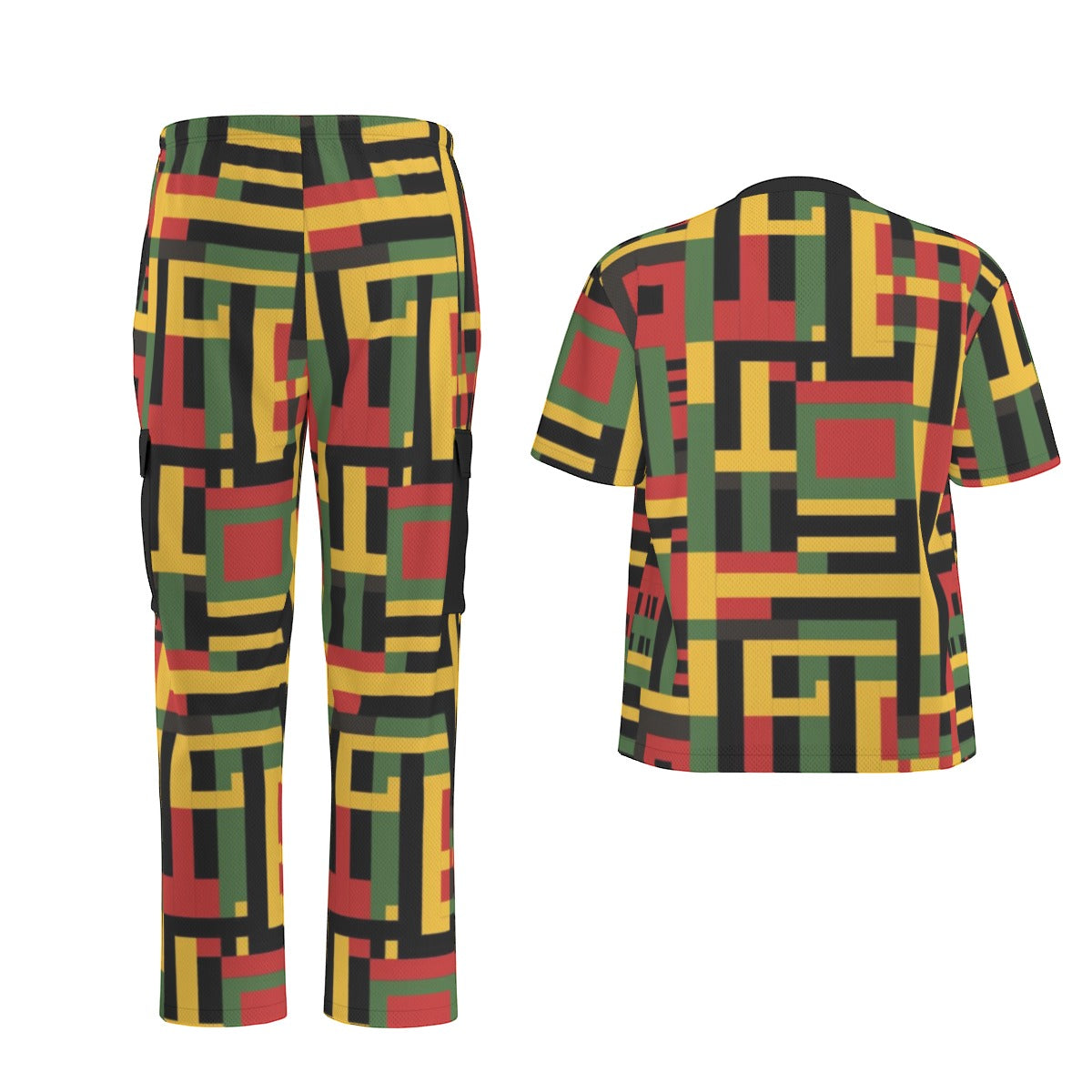 African Kente Print Unisex Scrub Set, V-neck Tribal Print Nurse Scrubs