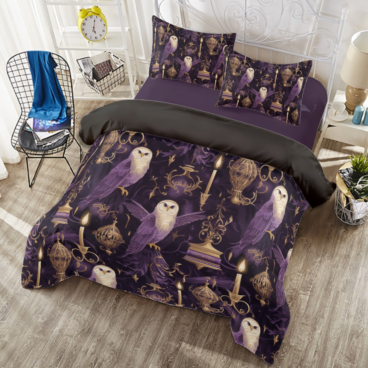 Potterhead Magical World 4 Piece Duvet Cover Set, Wands, Owls, Magical Symbols Bedroom Set