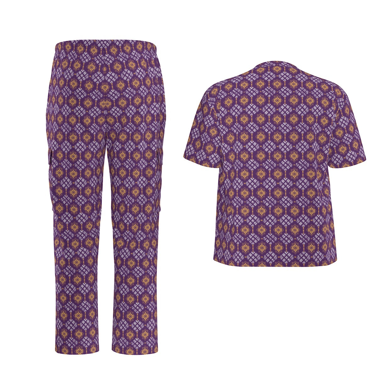 Purple & Gold Omega Psi Phi Inspired Purple & Gold Unisex Birdseye Scrub Set,  "Ques" Purple & Gold Inspired Nurse Uniform Set