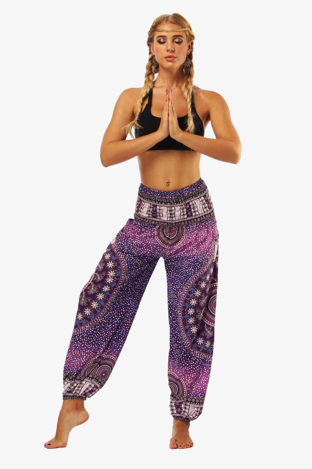 Bohemian-Inspired Cropped Palazzo Pants with Pockets - Ethnic Print