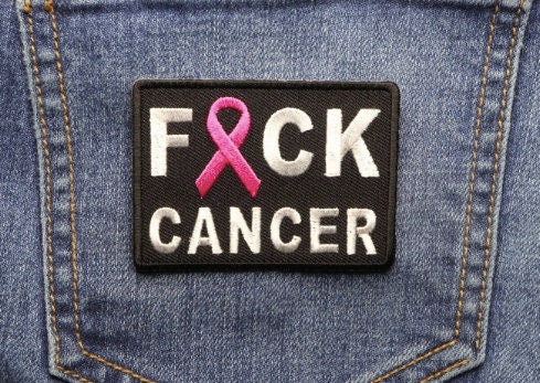 Fuck Cancer Pink Ribbon Patch, Pink October Iron On Patch